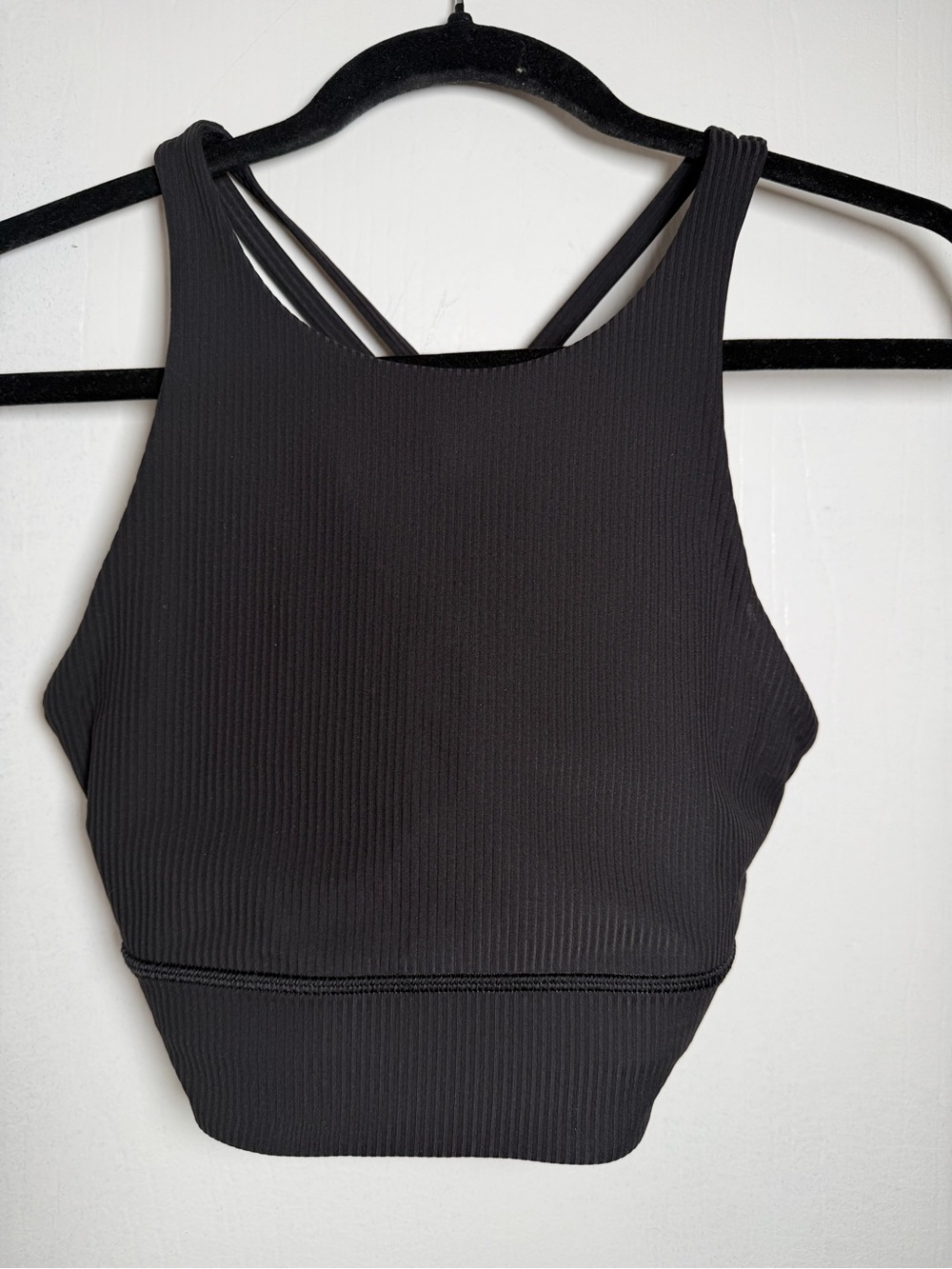 lululemon athletica Black Ribbed High-Neck Crop Sports Bra